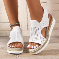 Sandalias de tacón de cuña para mujer, zapatos informales a la moda de verano - details 4