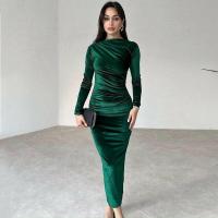 Maxi vestidos ajustados para mujer, vestido de noche elegante y bonito, cuello redondo, manga larga, Color sólido, nuevo, a la moda - details 2