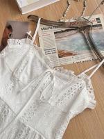 Vestido A-Line de Encaje con Bordado Floral Blanco Versátil para Primavera-Verano-Otoño - details 2