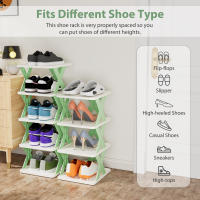 Zapatero de plástico de 9 niveles que ahorra espacio, plegable y desmontable para el hogar, dormitorios y oficinas, organizador apilable - details 1
