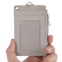 Tarjetero de identificación de cuero PU, monedero con llavero, funda portátil para tarjetas de autobús para trabajo de oficina y negocios - details 6