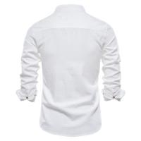 Camisa delgada de primavera y verano, camisa de manga larga de color sólido de negocios de moda para hombres de estilo japonés informal de algodón y lino para hombres (talla de EE. UU.) - details 6