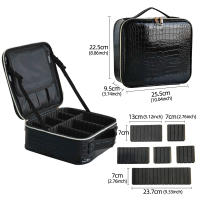 Bolsa de cosméticos impermeable con patrón de cocodrilo Pu para mujer, gran capacidad, partición ajustable, estuche de maquillaje para tatuaje de viaje, nuevo - details 3