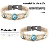 Pulsera de cuentas tejida multicapa de cuero de aleación de ojo azul de estilo turco original - details 3