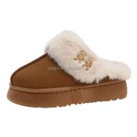 Nuevos zuecos de madera para mujer de alta calidad con un aumento de altura de 6 centímetros, lujoso diseño de moda de piel, invierno antideslizante - details 1