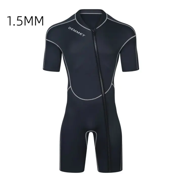 DEMMET-traje de neopreno de manga corta, bañador de una pieza de 1,5/3MM, para natación, surf y esnórquel, mantiene el calor y el frío - 1