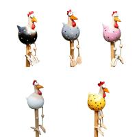 Estatua de Resina de Pollo con Ojos Grandes Adorno de Valla de Jardín Arte de Carpintería Única - details 0