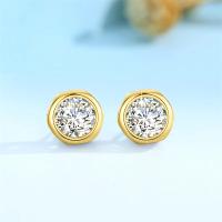 Pendientes de Moissanita de Oro 18K Corte Redondo de Oro Sólido para Mujeres - details 0