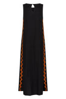 2025 Primavera/Novedad de verano moda Casual sin mangas cuello redondo Color sólido empalme encaje Split vestido de longitud media para mujeres - details 13