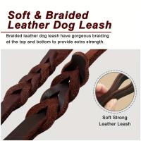 Collar de cuero con tachuelas para perro, correa de cuero adecuada para perros grandes, antimordeduras - details 7