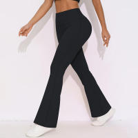 Leggings a prueba de sentadillas para mujer, levantamiento de glúteos, pantalones de tiburón micro acampanados, pantalones de yoga de cintura alta - details 12