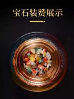 Plato manzha esmaltado tibetano con borde dorado de cobre incrustado en la parte delantera del Buda, ocho platos Mancha luomanda tallados auspiciosos, - details 9