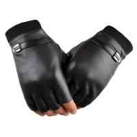 Hombre moda medio dedo masculino Casual guantes sin dedos hombres calidad guantes elásticos mitones invierno guantes cálidos para hombre - details 2