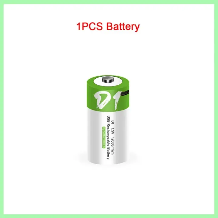 Baterías Recargables USB Tamaño D LR20 Li-ion 1.5 V 12000 MWh Con Cable Tipo C Para Aparatos De Gas YTBNA Marca - 1