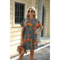 BUNO-2025 Camiseta holgada de manga corta para mujer, vestidos estampados con bolsillos y cuello redondo - details 75