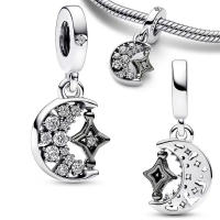 Cuentas de Encanto de Luna y Estrella Giratoria de Plata Esterlina 925 - details 1