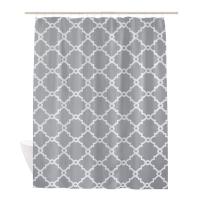 Cortina de Ducha de Tela Impermeable Resistente al Moho Patrón Geométrico Gris - details 0