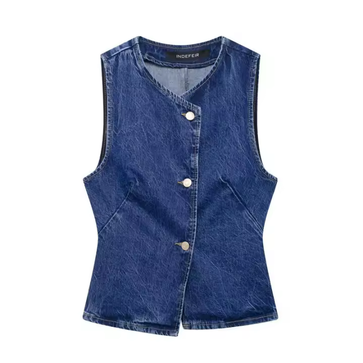 Conjunto de dos piezas para mujer Denim st, mangas con cuello en V, pantalones vaqueros largos informales elegantes para mujer - 1