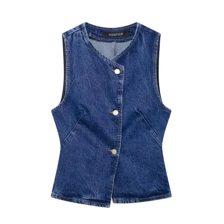 Conjunto de dos piezas Denim st, mangas con cuello en V, pantalones vaqueros largos casuales elegantes para mujer - 1