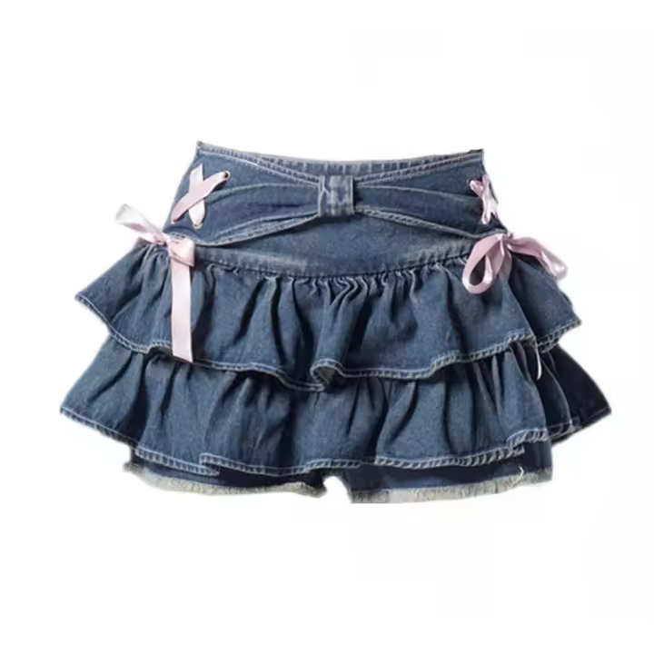 Minifaldas vaqueras para mujer y niña, ropa retro con lazo, ropa de calle americana, cortes sexys de verano - 1