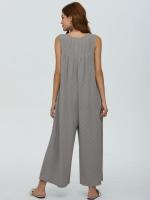 Pantalones sueltos de pierna recta, bolsillo de color sólido para mujer, casual, fresco, verano - details 24