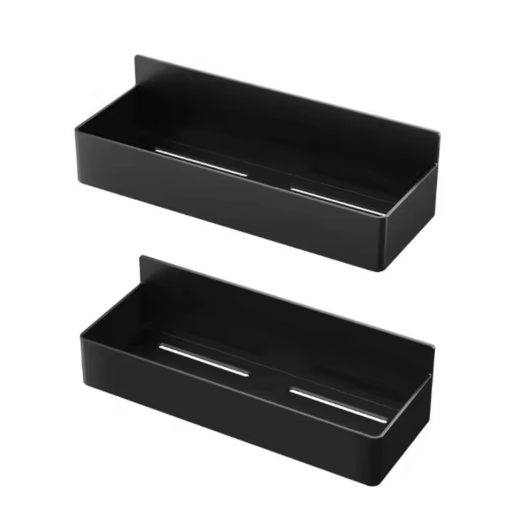 Estantes magnéticos de plástico para ahorro de espacio, organizador de condimentos de especias de gran tamaño, cestas de almacenamiento magnéticas ajustables en negro/blanco, 2 uds. - 1