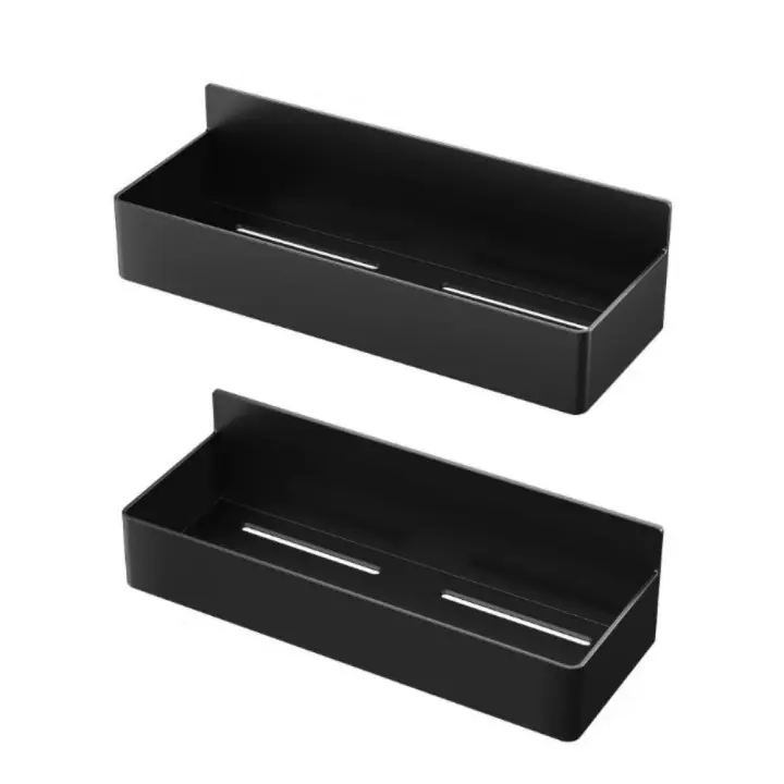 Estantes magnéticos de plástico para ahorro de espacio, organizador de condimentos de especias de gran tamaño, cestas de almacenamiento magnéticas ajustables en negro/blanco, 2 uds. - 1