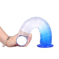 Consolador de cristal azul claro para adultos pene Artificial estimulación suave del punto G con ventosa potente producto sexual para parejas de colores mezclados - details 1