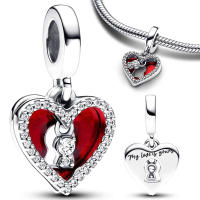 Colgante de Corazón Rojo de Plata de Ley 925 Nuevo Diseño de Verano Adecuado para Joyería - details 2