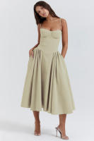 Vestido de mujer sin mangas y hombros, diseño elegante, vestido de corte - details 16