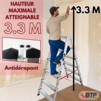 Escalera Tijera Plegable Doble Cara 5 Peldaños en Aluminio |   5+5 Plataforma H.110 cm |   Altura Alcanzable 3,1 Metros |   Certificada EN131 Capacidad Carga 150 kg. BTF-DDB05 - details 9
