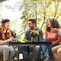 Mesa de Jardín Exterior Redonda de Metal con Orificio para Parasol Estante Inferior con Estilo - details 3