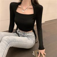 Camiseta de manga larga para mujer, Top de moda, diseño pequeño, puro, Lust Girl, Base ajustada, principios de otoño - details 22