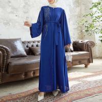Y moda industria pesada rebordear Ig vestido de mujer elegante azul marino exquisitas túnicas musulmanas ropa de fiesta - details 6
