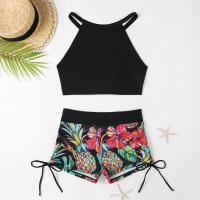 Bañador estampado de cintura alta para mujer, Bikini de cuello alto con cordón, ropa de baño femenina, ropa de playa 2024 - details 5