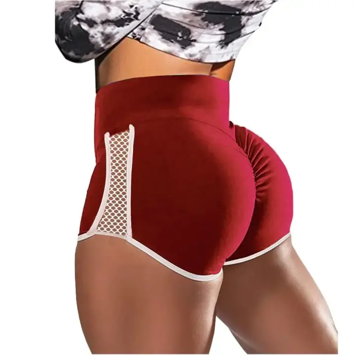 Pantalones Cortos Deportivos de Cintura Alta para Mujer Pantalones Cortos Elásticos de Secado Rápido con Agujeros Laterales Ajustados, Multiusos, Ideal para Deportes y Yoga - 1