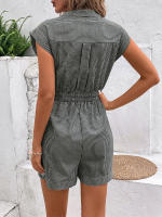 Mono de verano a rayas para mujer, mono de manga corta, pantalones cortos - details 30