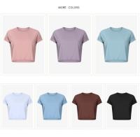 Blusa holgada sin costuras para mujer, Top corto de manga corta para Yoga, correr, Fitness, gimnasio, secado rápido - details 2