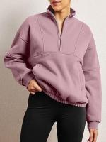 Otoño Invierno nueva moda sudadera Casual mujer bolsillo pulóver cuello alto manga larga Top - details 5