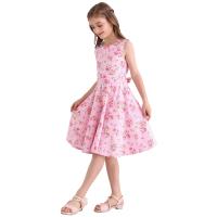 Vestido retro para niña, vestido vintage de princesa de verano sin mangas con lunares de algodón ligero y romántico floral de los años 50 para fiesta y boda Daliy - details 44