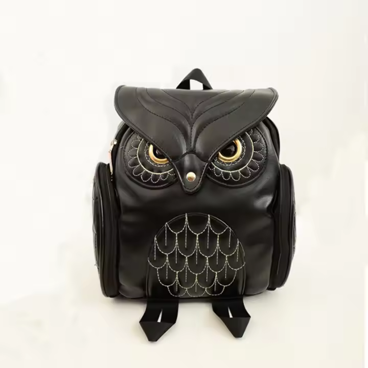 Mochila de piel sintética con búho para mujer, bolso de hombro, mochilas escolares, color negro, gran oferta - 1