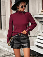 Suéter de cuello alto con botones para mujer, Jersey de punto suave, Vintage, color blanco, otoño e invierno, novedad de 2023 - details 15