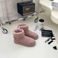 Invierno 2023 nuevas botas de nieve con cordones de tubo medio de piel de oveja para mujer - details 0