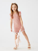 Conjunto De Verano Para Bebé Niña 2024 Shorts Y Camiseta Cómodo Transpirable Ropa De Casa Estilo Casual Sin Mangas Cuello Redondo - details 1