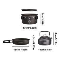 3 unids/set juego de Camping con hervidor de agua Kit de utensilios de cocina ligeros de aleación de aluminio portátil para senderismo Picnic - details 0