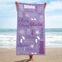 Toalla de playa personalizada para piscina, diseño de fuente multicolor, baño personalizado, con nombre exterior, cumpleaños - details 3
