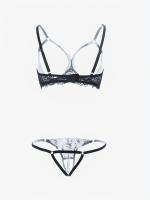 Conjunto de lencería erótica de encaje floral, sujetador de busto abierto y tanga de entrepierna abierta, ropa sexy para mujer - details 25
