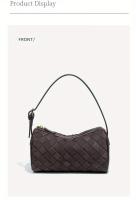 Bolso de mano tejido a mano - Multicolor (café/marrón claro/gris) Bolso de hombro compacto con cierre de cremallera para mujer, teléfono y artículos esenciales, diseño duradero y elegante - details 5