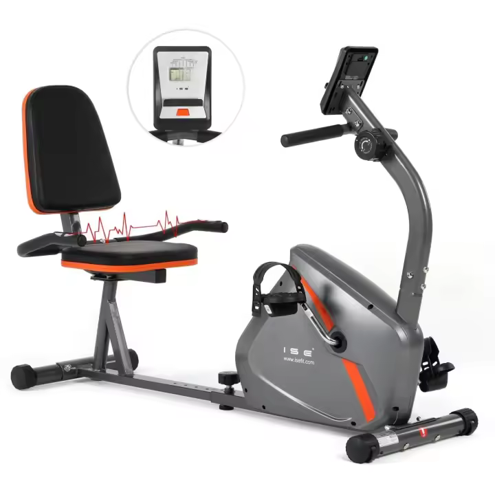 Estática con Respaldo, 8 Niveles de Resistencia, Sensor de Pulso, Bicicleta Estática Elíptica con Soporte, para Ejercicios de Recuperación, Máx. 110 kilos - 1