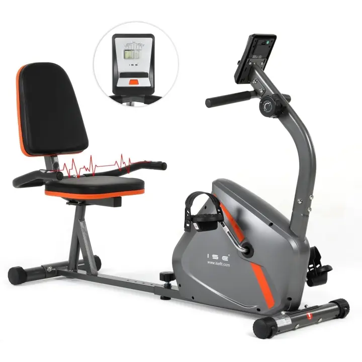 Estática con Respaldo, 8 Niveles de Resistencia, Sensor de Pulso, Bicicleta Estática Elíptica con Soporte, para Ejercicios de Recuperación, Máx. 110 kilos - 1